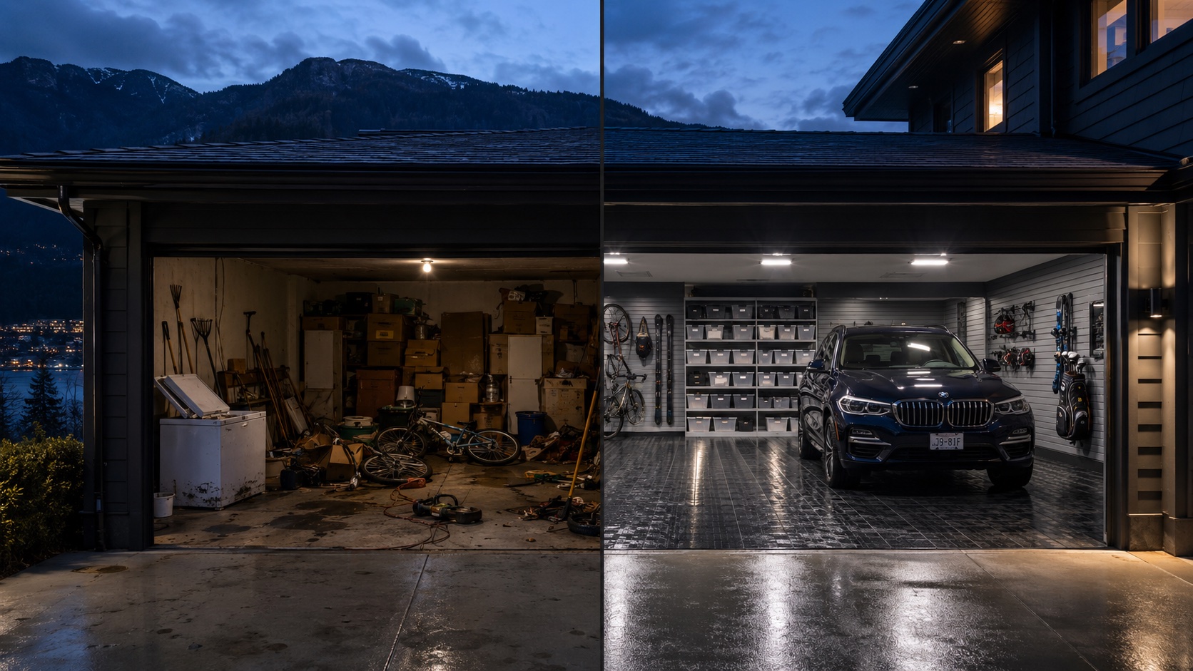 Before and after garage transformation West Vancouver