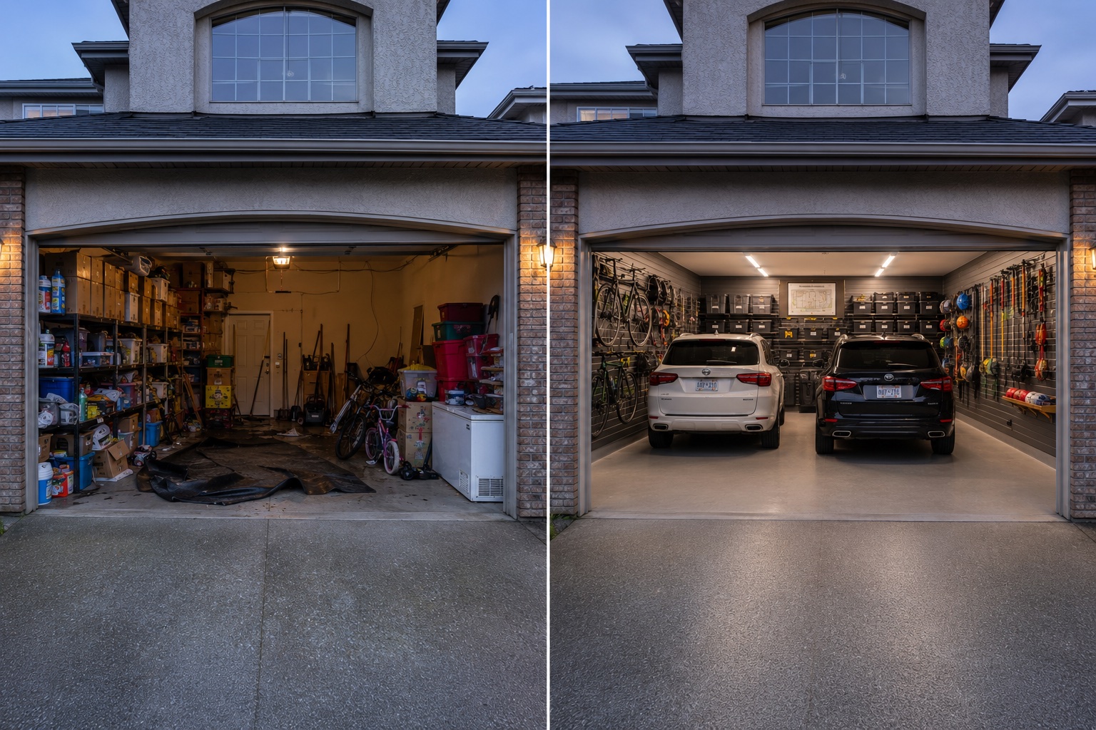 Before and after garage transformation - Westwood Plateau, Coquitlam